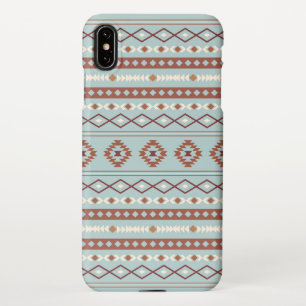Aztec Mixed Motif Pattern Rusts Cream Blue iPhone Case