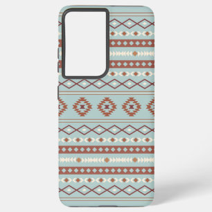 Aztec Mixed Motif Pattern Rusts Cream Blue Samsung Galaxy Case