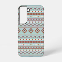 Aztec Mixed Motif Pattern Rusts Cream Blue