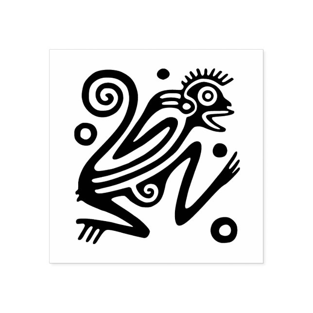 Aztec Monkey Art Rubber Stamp (Imprint)