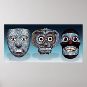 Aztec Mosaic Masks Poster