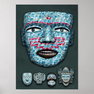 Aztec Mosaic Masks Poster
