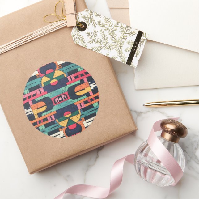 Aztec motif classic round sticker (Gifting)
