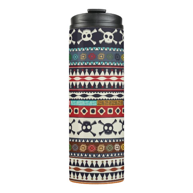Aztec motif, seamless pattern design thermal tumbler (Front)