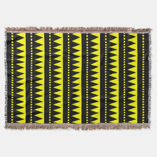 Aztec Mountains - Black and Yellow Throw Blanket