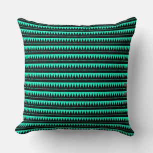 Aztec Mountains - Black on Turquoise Cushion