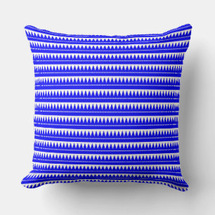 Aztec Mountains - Blue on White Cushion