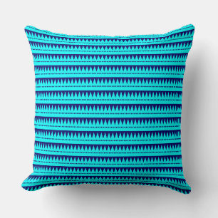Aztec Mountains - Cyan with Deep Navy Cushion