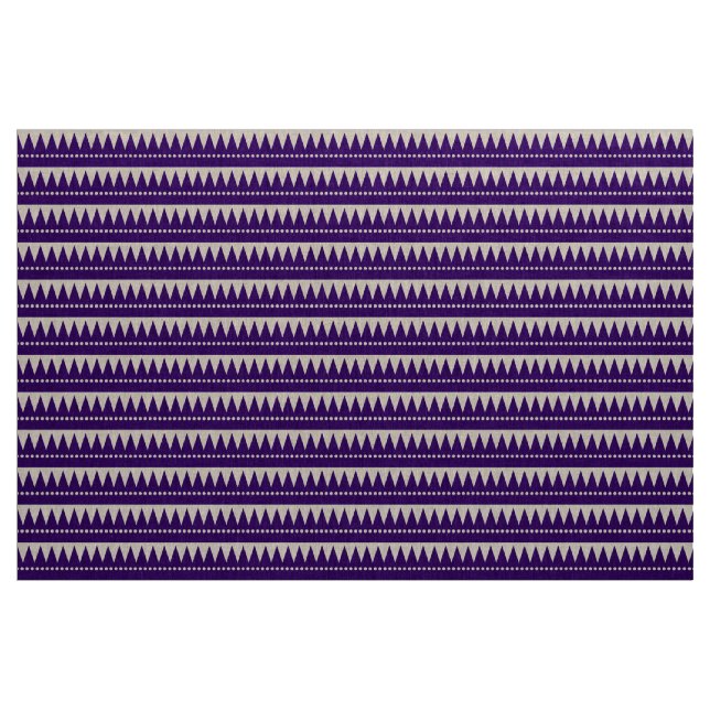 Aztec Mountains - Deep Purple on White Fabric (Yard)