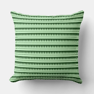 Aztec Mountains - Ghost Green on Dark Forest Green Cushion