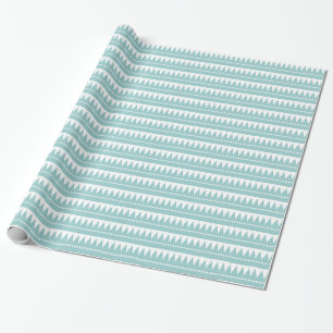 Aztec Mountains - Light Blue Green on White Wrapping Paper