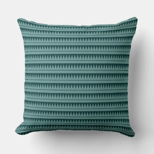 Aztec Mountains - Ocean Green on Dark Green Cushion