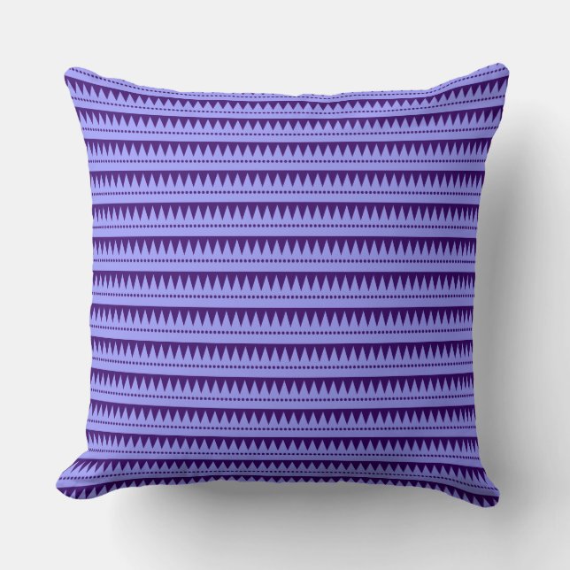 Aztec Mountains - Pastel Blue on Deep Purple Cushion (Front)
