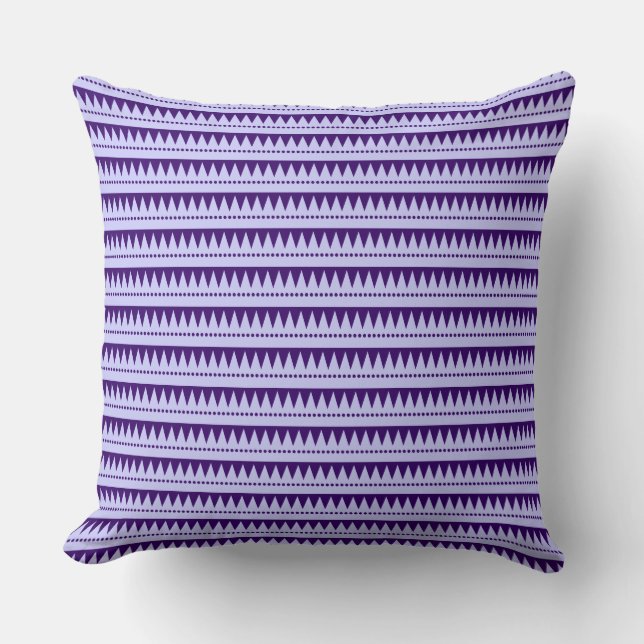 Aztec Mountains - Powder Blue on Deep Purple Cushion (Front)