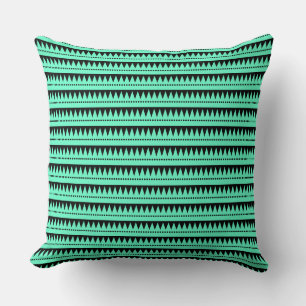 Aztec Mountains - Turquoise on Black Cushion