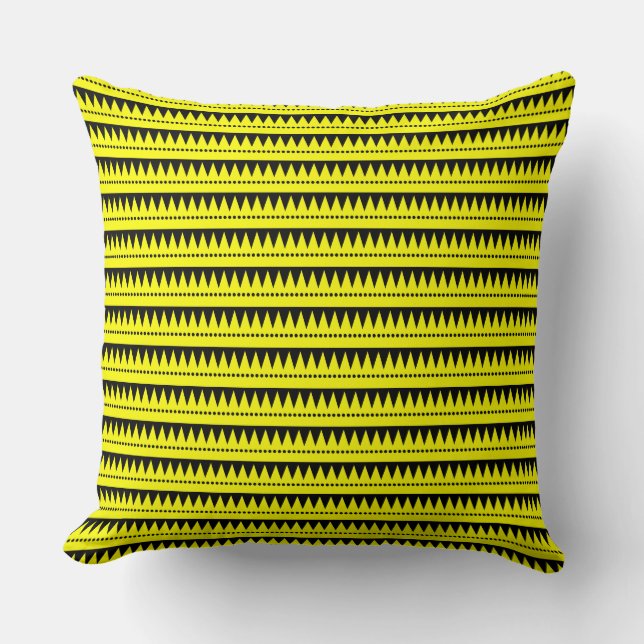 Aztec Mountains - Yellow with Black Cushion (Front)