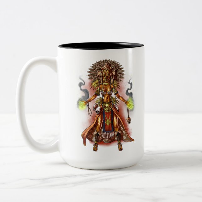 Aztec Mythology God Managua Two-Tone Coffee Mug (Left)