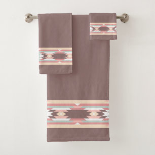 Aztec Native American Design Border Bath Towel Set