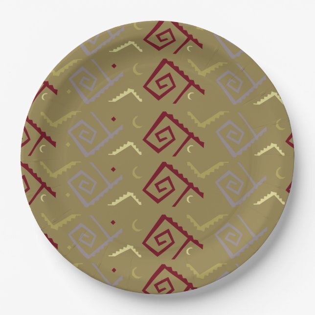 Aztec Native American Design Paper Plate (Front)