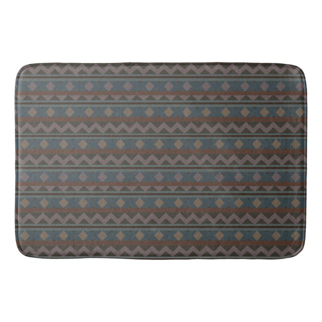 Aztec Native American Geometric Design Bath Mat  (Front)