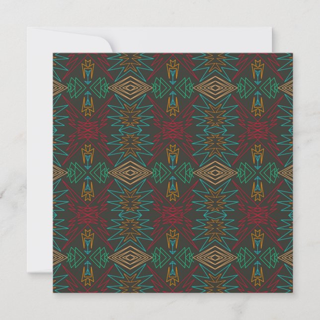 Aztec Native American Geometric Lined Pattern Art Card (Front)