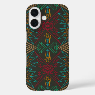 Aztec Native American Geometric Lined Pattern Art iPhone 16 Case