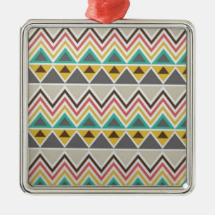 Aztec Native American Tribal Zigzags Design Style Metal Tree Decoration