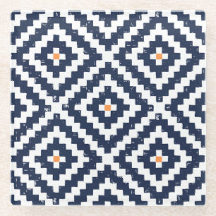 Aztec Navajo Ethnic Seamless Pattern Glass Coaster