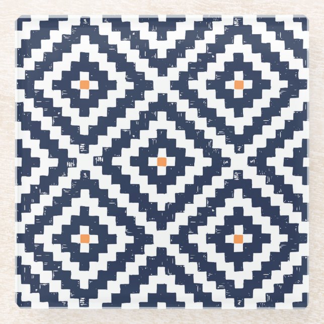 Aztec Navajo Ethnic Seamless Pattern Glass Coaster (Front)