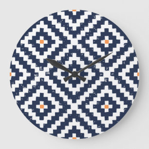 Aztec Navajo Ethnic Seamless Pattern Large Clock