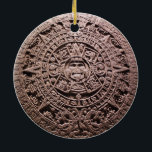 AZTEC OR MEXICA mexican, Ceramic Ornament<br><div class="desc">The Aztec calendar or mexica is the calendar system used by the Aztecs and other pre-Columbian peoples of central Mexico. It is one of the Mesoamerican calendars, sharing the basic structure of calendars across ancient Mesoamerica. (AZTEC OR MEXICA mexican, Ceramic Ornament). Amaze friends and relatives with the unique souvenirs from...</div>