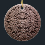AZTEC OR MEXICA mexican, Ceramic Ornament<br><div class="desc">The Aztec calendar or mexica is the calendar system used by the Aztecs and other pre-Columbian peoples of central Mexico. It is one of the Mesoamerican calendars, sharing the basic structure of calendars across ancient Mesoamerica. (AZTEC OR MEXICA mexican, Ceramic Ornament). Amaze friends and relatives with the unique souvenirs from...</div>