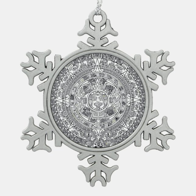 AZTEC OR MEXICA mexican Snowflake Pewter Christmas Ornament (Front)