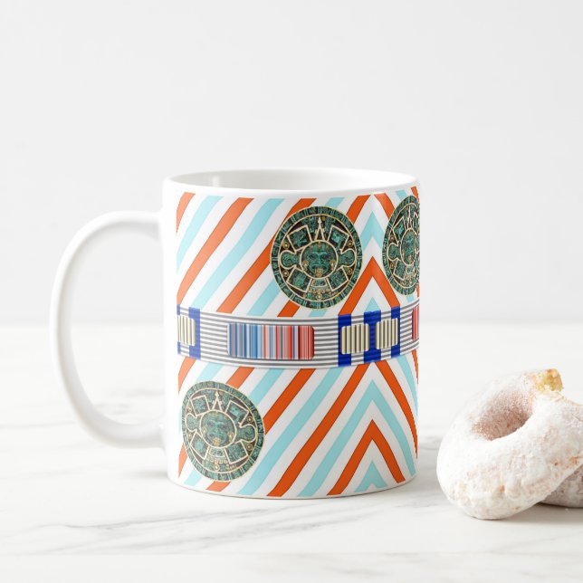 Aztec Orange Stripe Mug (With Donut)