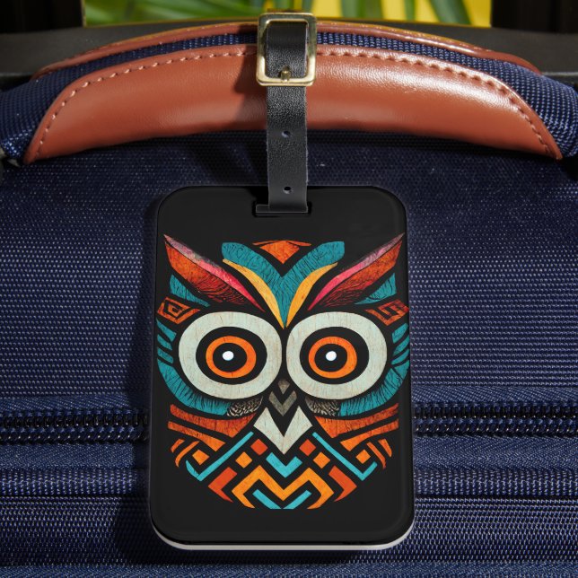 Aztec Owl Luggage Tag (Front Insitu 2)