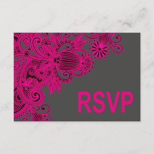 Aztec Paisley RSVP fuschia charcoal Card