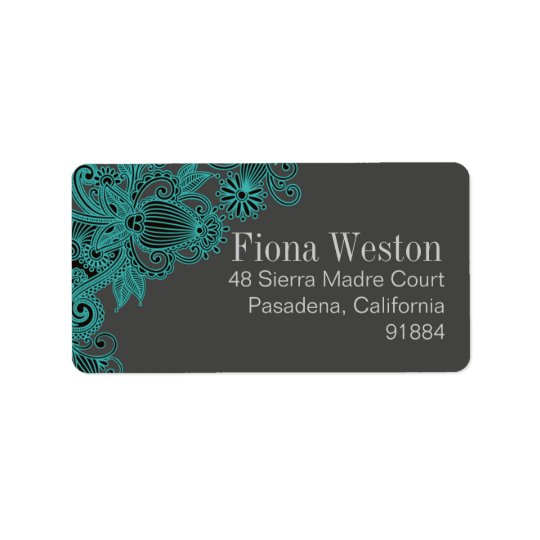 Aztec Paisley - teal grey Address Label