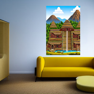 Aztec palace AI Art Poster