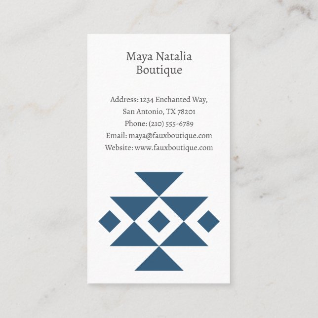 Aztec Pattern Boho Boutique Salon Business Card (Back)