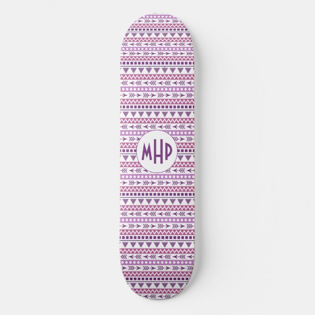 Aztec Pattern custom monogram skateboards (Front)