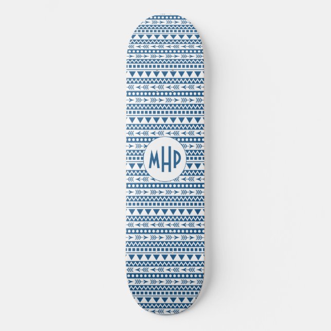Aztec Pattern custom monogram skateboards (Front)