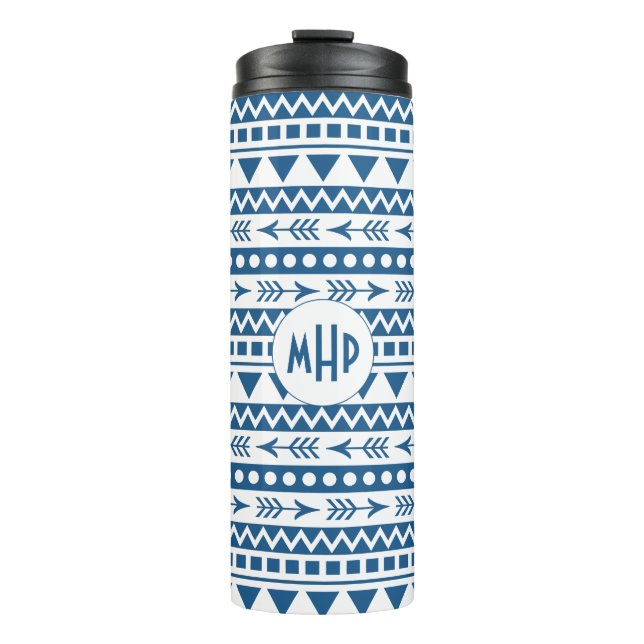 Aztec Pattern custom monogram tumbler (Front)