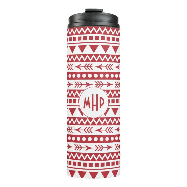 Aztec Pattern custom monogram tumbler (Front)