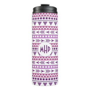 Aztec Pattern custom monogram tumbler