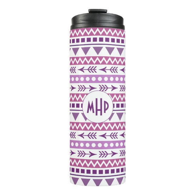 Aztec Pattern custom monogram tumbler (Front)
