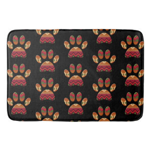 Aztec Pattern Dog Paw Bath Mat