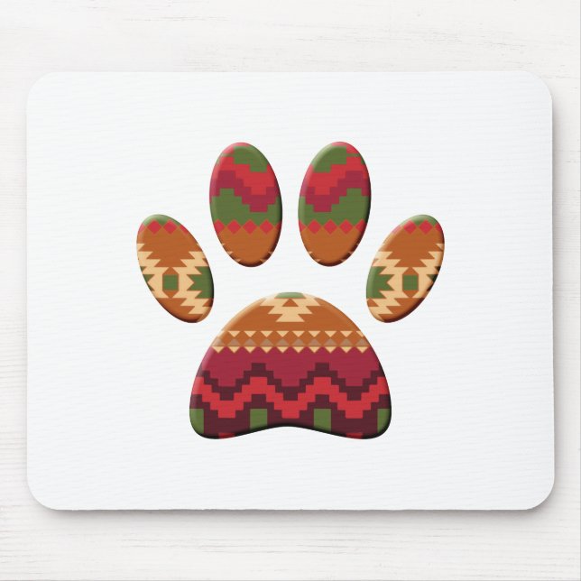 Aztec Pattern Dog Paw Print Mouse Pad (Front)