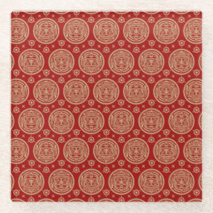 Aztec Pattern Glass Coaster