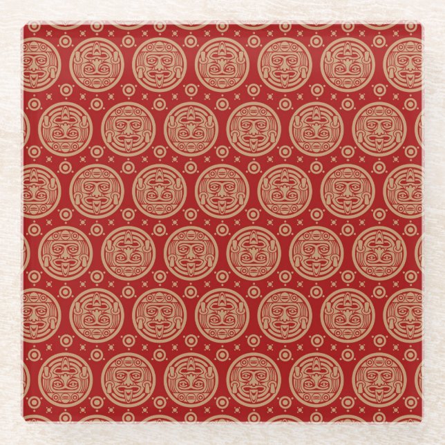 Aztec Pattern Glass Coaster (Front)