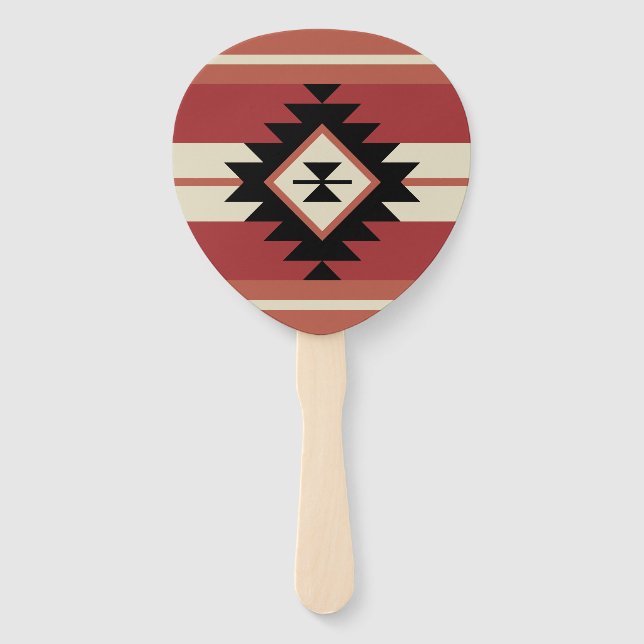 Aztec pattern hand fan (Back)